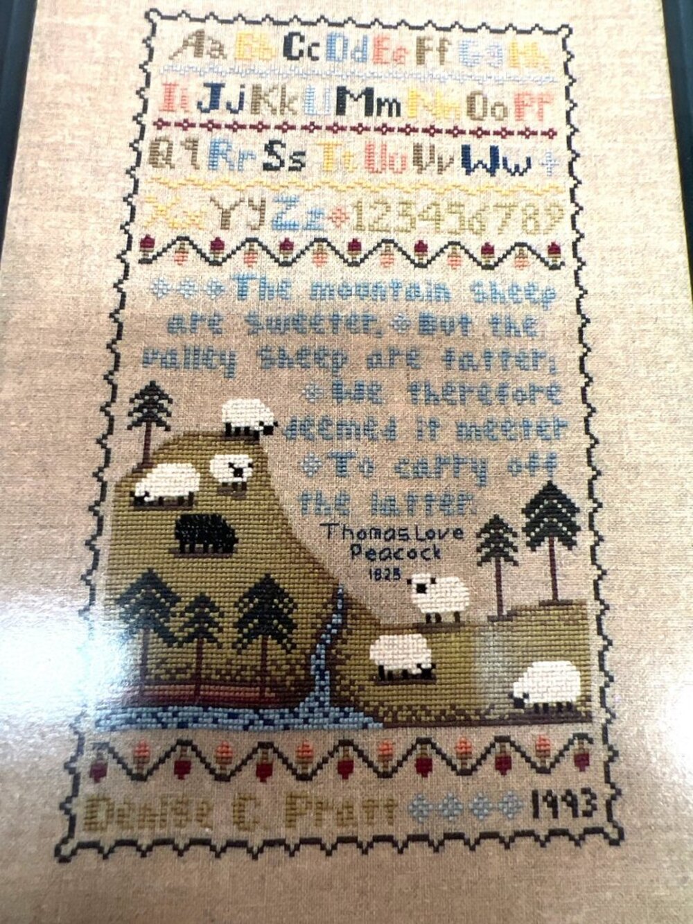 Valley Sheep Cross Stitch Pattern Denise Harrington Pratt 1993 Alphabet Sampler